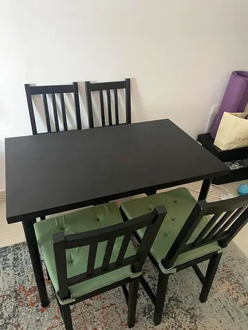 Black Dining Table with Chairs