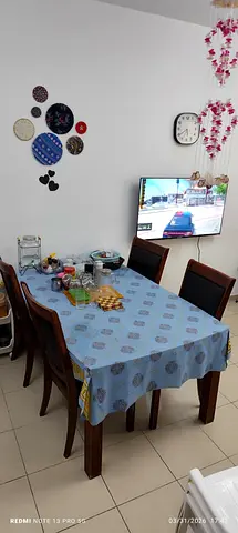 Wooden dining table with 4 chairs - used, good condition