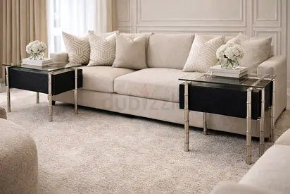 Pair of Luxury Side Tables – Hollywood Regency Style | Glass  Bamboo Design