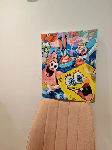 Sponge Bob professional hand painting canvas.