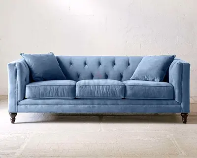 Elegant Blue Velvet Sofa 3 Seater!