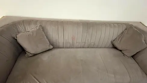 Grey velvet 3-seater sofa - used, good condition
