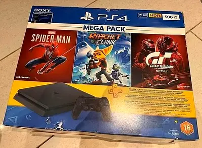 ony PS4 Slim Gaming Console 4tb Black + 500gb+Dual Shock 4 Controller + 3 games + 3 Months PlayStati