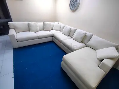 Crate and barrel beige color top Quality Ushape sofa