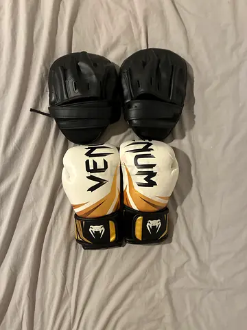 My Venum Boxing Gloves with Focus Mitts - Excellent Condition - 10OZ gloves