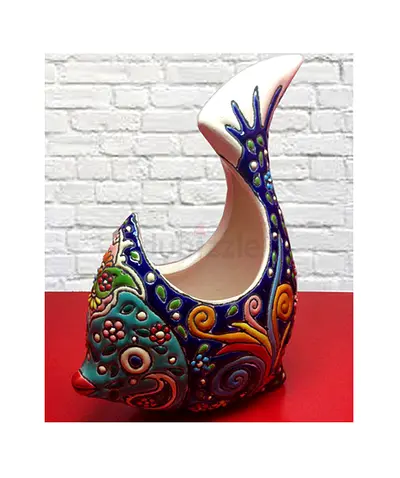 Colorful Fish DecoratHandmade Enamel emboss Fish Ceramic Sauce Sugar Bowlive Piece