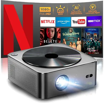 3129 - Projector-4K [1200 ANSI/Netflix Officially Licensed]Smart Projector with WiFi6 and Bluetooth
