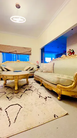 Moving out urgent sell 6 seater golden royal style luxury sofa Sharjah