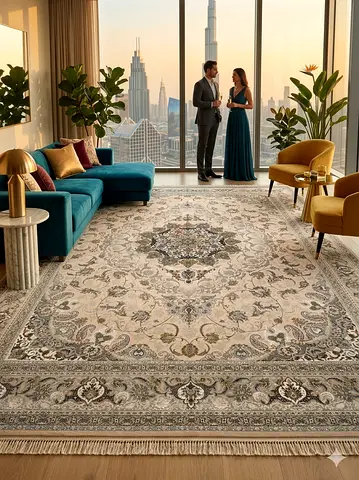 Persian-style medallion rug — gently used