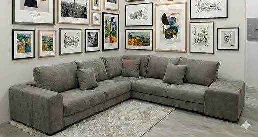 Natuzzi brand dark grey corner sofa