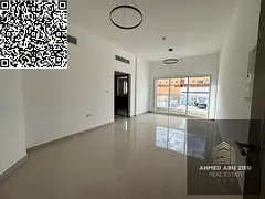 For annual rent in Ajman Al Jurf 3, first-occupancy 1-bedroom apartment with living room, master bed