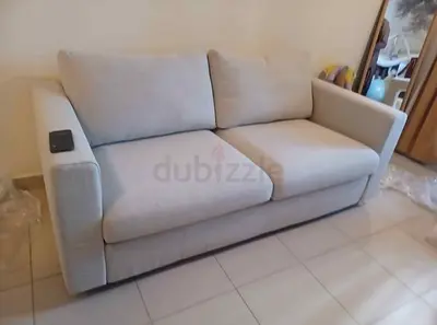 Comfortable 2-Seater Sofa Bed in Light Beige
