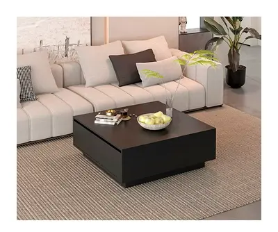 Modern Minimalist Coffee Table with Storage Drawers