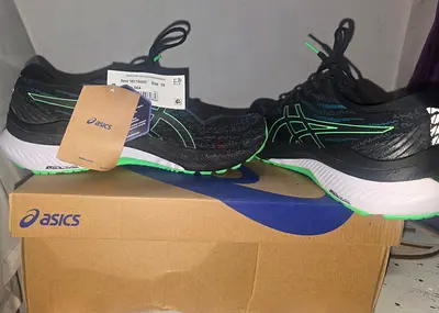 Brand new ASICS running shoes (black/green) — with tags