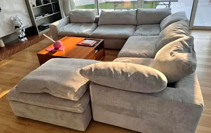 Modular pan home pianca feathers filled sofa with footstool