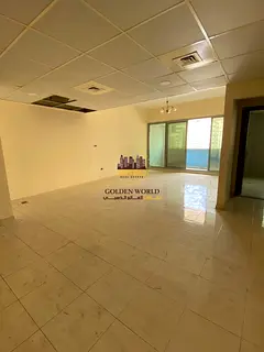 2BR hall in Al Majaz 2, 2 balconies, free AC, 2 masters, 3 baths, free parking, family only, 47,000