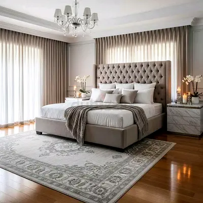 Tufted Upholstered Bed Frame (Queen Size)