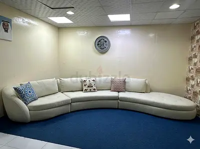 Crate and barrel beige color round sofa