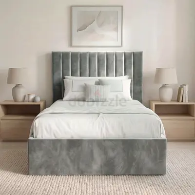 Stylish Gray Brand new single size bed with medical mattress good Quality single bed
