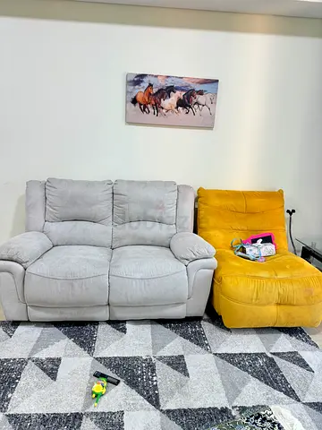 Stylish Yellow Lounge Chair and ricliner sofa