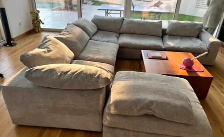 Pan Emirates pianca feather filled sofa with footstool M