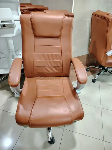 My Brown Leather Executive Office Chair (High-Back, Wheels) 8 nos