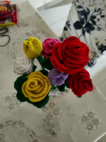 Handmade Crochet Flower Bouquet - Assorted Colors, Ready to Display