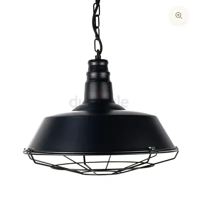 Black Pendant Light with Wire Cage