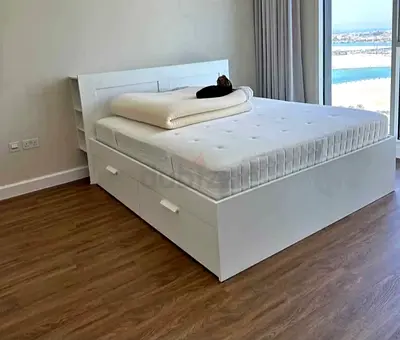Ikea brihmness king White Bed with Storage and Comfortable Mattress