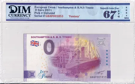 European Union Souvenir / Fantasy banknote 0 Euro 2021 DIM 70 AED