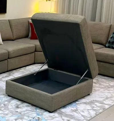 Almost Brand new Home centre eterno u shape sofa with footstool box