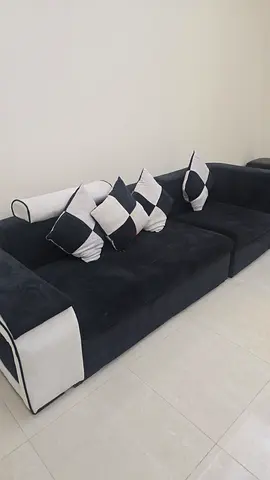 Modern Black and White Sofa with Cushions