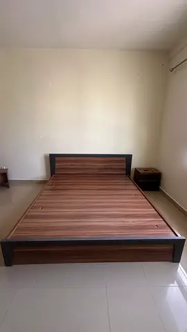 Modern Wooden Bed with Nightstand