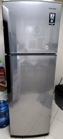 Nikai 2-Door Top Freezer Refrigerator - Silver, Working