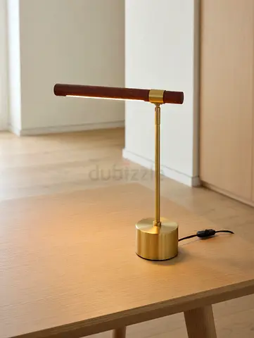 Brass and wood LED desk lamp 2 piece