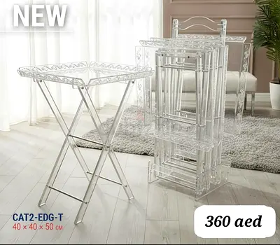 👉 Crystal Fold Luxe Table – 4PC Premium Set