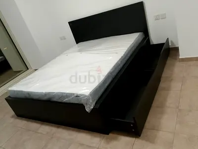 IKEA Malam double bed 140×200cm bed with 2 big storage drawers underneath and with IKEA mattress