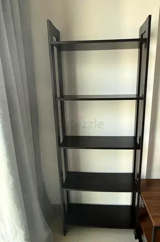 Black 5-Shelf Open Bookcase - Sturdy, Good Condition