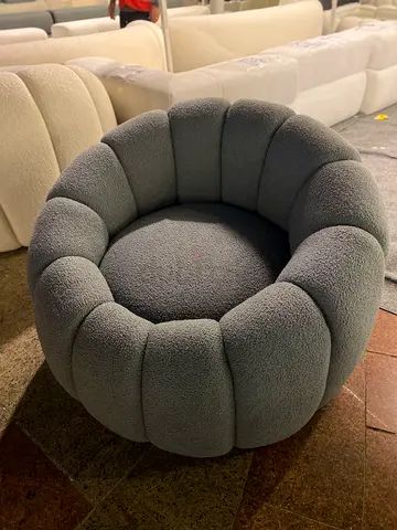 My Grey Bouclé Barrel Chair — Cozy Accent Armchair