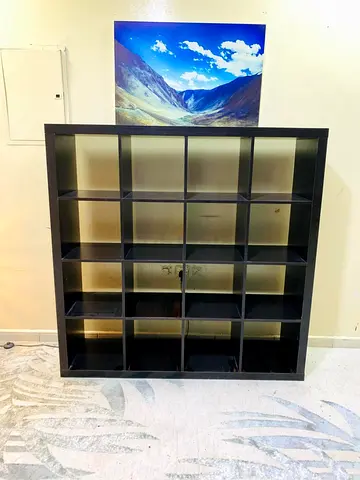 Kallax Black Bookshelf with 16 Compartments