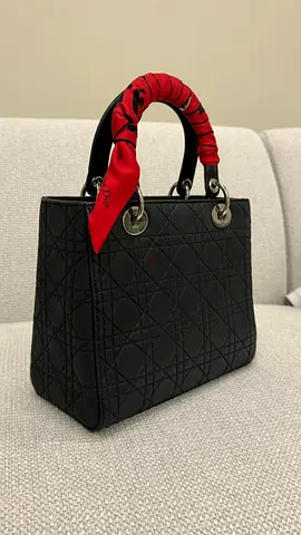 Lady Dior Elegant Black with Red Scarf