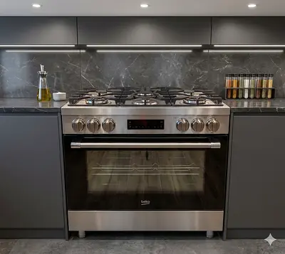 BEKO LATEST MODEL 6 BURNER GASS/ELECTRIC top gass oven electric 90x60 cooking range BY HWS