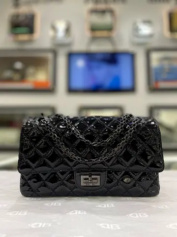 Chanel So Black Patent Quilted Reissue Small Double Flap Bag (Authentic/PreOwned)