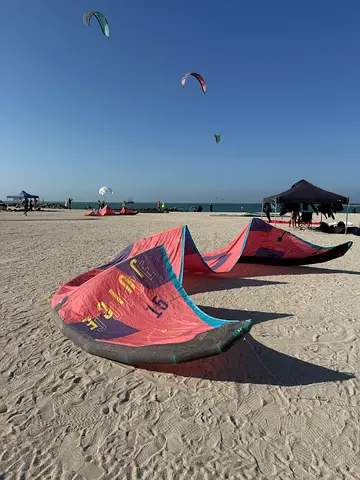 Duotone 15m kitesurf set with 2 board kitesurfing kit with pump and click bar