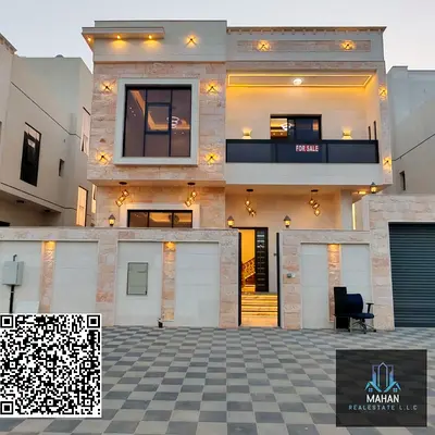 Modern villa with roof and swimming pool, central air conditioning, close to the mosque, including air conditioning, electricity, water, and registration fees..