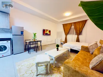 Furnished studio for monthly rent in a prime location near Al Safeena Roundabout, just minutes away from Ajman Corniche, Ajman, United Arab Emirates.