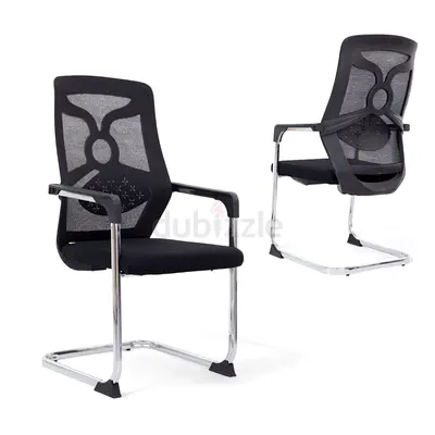 Ergonomic High-Back Mesh Visitor Chair with Chrome Cantilever Base – Black