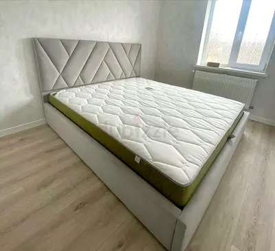 New My grey upholstered bed frame with mattress