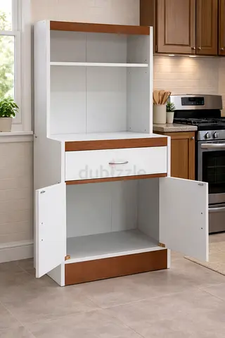 White Cherry Wooden Kitchen Cabinet with Shelf  Drawer - Stylish Storage Cabinet For Homes