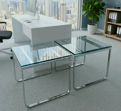 WALTER KNOLL Modern Glass Side Tables